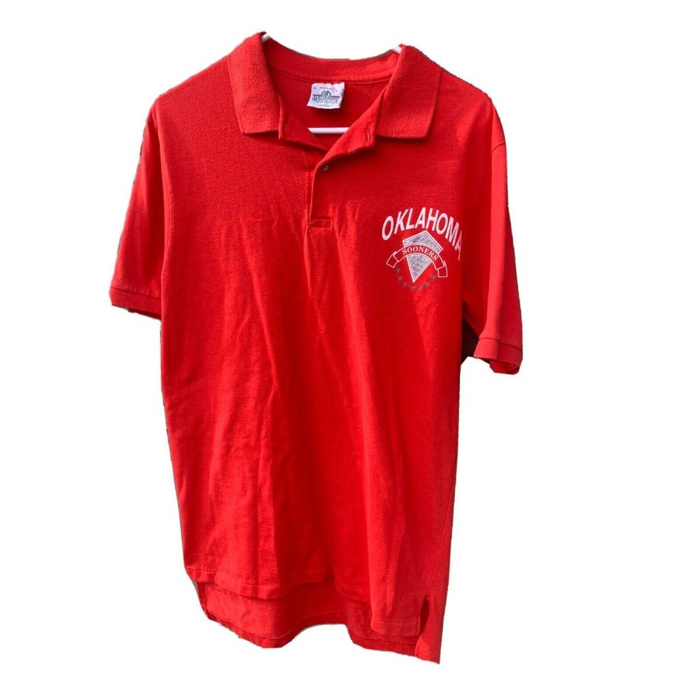 Vintage Oklahoma Sooners OU Red Polo Shirt Size Large Short Sleeve Made In USA